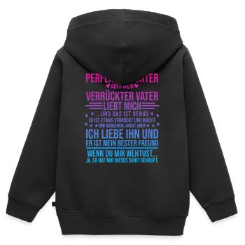 Tochter Vater Shirt Ich Bin Keine Perfekte Tochter - Kinder Premium Organic Zip Hoodie - Schwarz - Hinten - AI Model Kid Male (0cm)