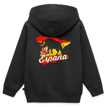 Espagne - Sweat Premium à capuche zippé enfant bio - noir - Dos - AI Model Kid Male (0cm)