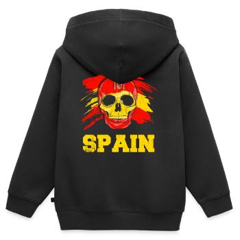 Spanien - Kinder Premium Organic Zip Hoodie - Schwarz - Hinten - AI Model Kid Male (0cm)