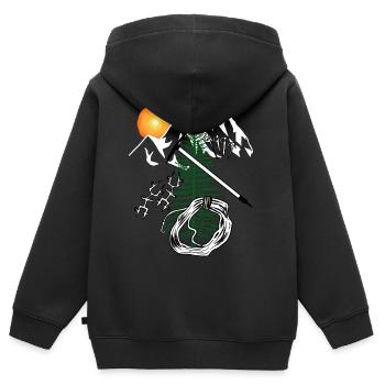 Mountaineers Carabiners Burlap Abseil Summit - Kids Premium Organic Zip-up Hoodie - black - Back - AI Model Kid Male (0cm)