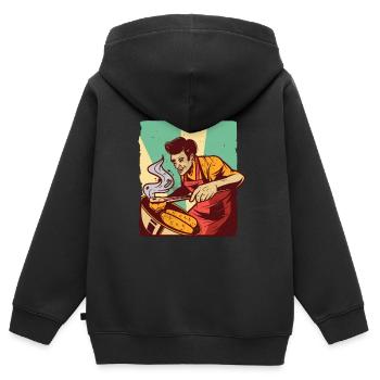 Barbecue homme Barbecue - Sweat Premium à capuche zippé enfant bio - noir - Dos - AI Model Kid Male (0cm)