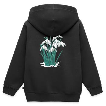 Perce-neige fleur plantes - Sweat Premium à capuche zippé enfant bio - noir - Dos - AI Model Kid Male (0cm)