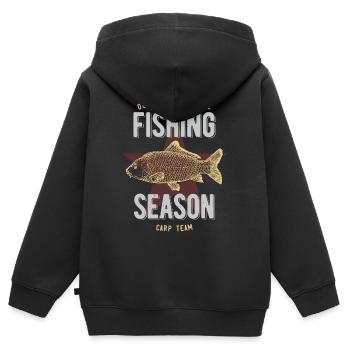 Karpfen Carp angeln - Kinder Premium Organic Zip Hoodie - Schwarz - Hinten - AI Model Kid Male (0cm)