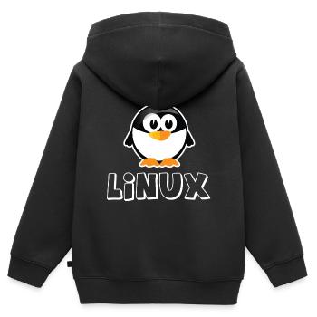 Linux Geek Pinguin Lifestyle IT Geek - Kinder Premium Organic Zip Hoodie - Schwarz - Hinten - AI Model Kid Male (0cm)