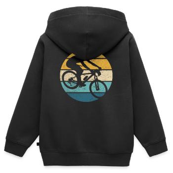Retro Bahnradsport Vintage Radrennen Radrennbahn - Kinder Premium Organic Zip Hoodie - Schwarz - Hinten - AI Model Kid Male (0cm)