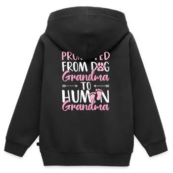 Promoted Dog Grandma Human Grandma Future grand-mère - Sweat Premium à capuche zippé enfant bio - noir - Dos - AI Model Kid Male (0cm)