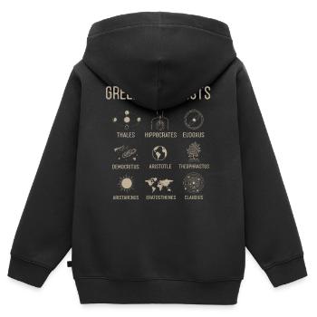 Grecs, grecs - Sweat Premium à capuche zippé enfant bio - noir - Dos - AI Model Kid Male (0cm)