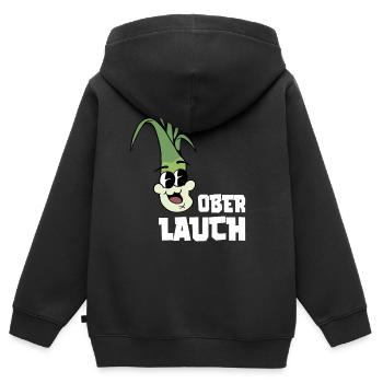 Ober Lauch - Fitness Gym Lauch Witz - Kinder Premium Organic Zip Hoodie - Schwarz - Hinten - AI Model Kid Male (0cm)