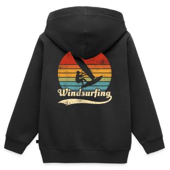 Windsurfing Windsurfer Retro Idée cadeau - Sweat Premium à capuche zippé enfant bio - noir - Dos - AI Model Kid Male (0cm)