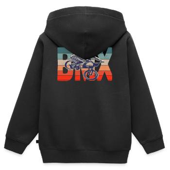 Vélo vélo vélo rétro vélo - Sweat Premium à capuche zippé enfant bio - noir - Dos - AI Model Kid Male (0cm)