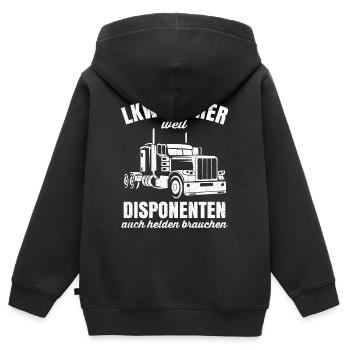 LKW Fahrer Tshirt Fahrer Sattelzug Spedition Last - Kinder Premium Organic Zip Hoodie - Schwarz - Hinten - AI Model Kid Male (0cm)