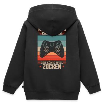 Donne-moi le contrôleur du roi veut jouer - Sweat Premium à capuche zippé enfant bio - noir - Dos - AI Model Kid Male (0cm)