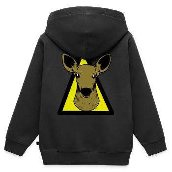 Reh Wild Wildtiere Rotwild Jagt Jäger Hirsch jagen - Kinder Premium Organic Zip Hoodie - Schwarz - Hinten - AI Model Kid Male (0cm)