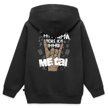Mit Mama höre ich immer Metal, lustig, heavy metal - Kinder Premium Organic Zip Hoodie - Schwarz - Hinten - AI Model Kid Male (0cm)