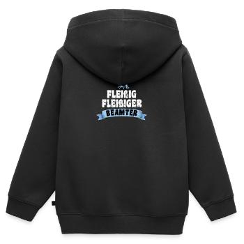 Fleißiger Beamter Beamten Spruch - Kinder Premium Organic Zip Hoodie - Schwarz - Hinten - AI Model Kid Male (0cm)