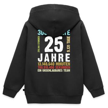 Silver Wedding 25th Year Wedding Anniversary Retro Style - Kids Premium Organic Zip-up Hoodie - black - Back - AI Model Kid Male (0cm)