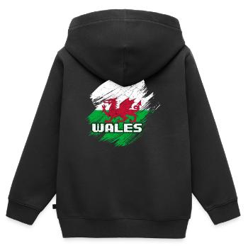 Wales Flagge - Kinder Premium Organic Zip Hoodie - Schwarz - Hinten - AI Model Kid Male (0cm)