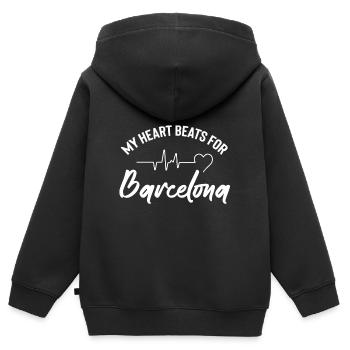 Barcelona Heartbeat Spain Spanish Spanish - Kids Premium Organic Zip-up Hoodie - black - Back - AI Model Kid Male (0cm)