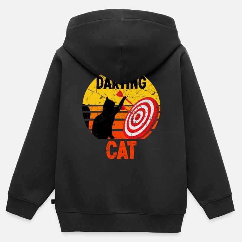 Fléchettes chat Fléchettes sport - Sweat Premium à capuche zippé enfant bio - noir