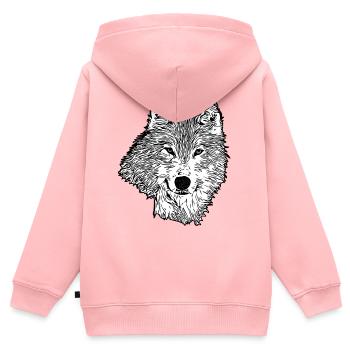 Wolfsgesicht Aufdruck Tiermotiv Tiergesicht - Kinder Premium Organic Zip Hoodie - Rosa - Hinten - AI Model Kid Female (0cm)