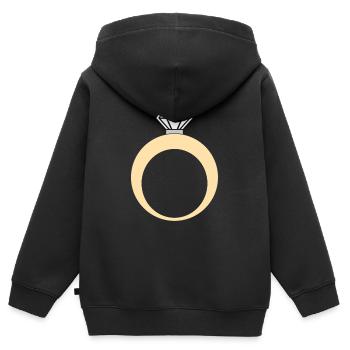 Anneau Alliance Bague de fiançailles - Sweat Premium à capuche zippé enfant bio - noir - Dos - AI Model Kid Male (0cm)