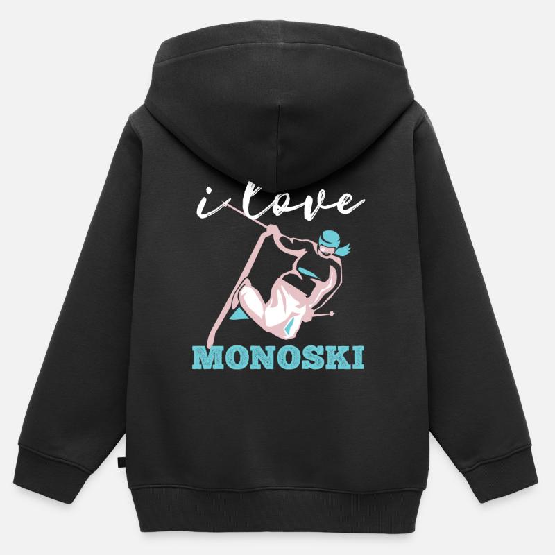 Monoski Idée cadeau Cadeau Monoski Monoski Monosk - Sweat Premium à capuche zippé enfant bio - noir