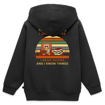 What I Do Drink Coffee Read Books Know Things Hibou - Sweat Premium à capuche zippé enfant bio - noir - Dos - AI Model Kid Male (0cm)