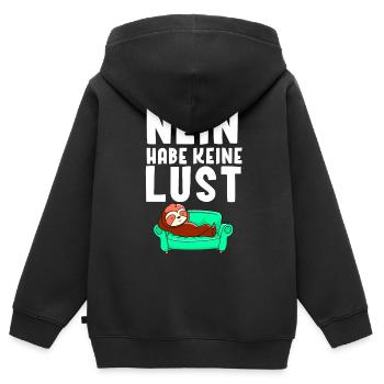 Nein keine Lust Faultier T-Shirt - Kinder Premium Organic Zip Hoodie - Schwarz - Hinten - AI Model Kid Male (0cm)