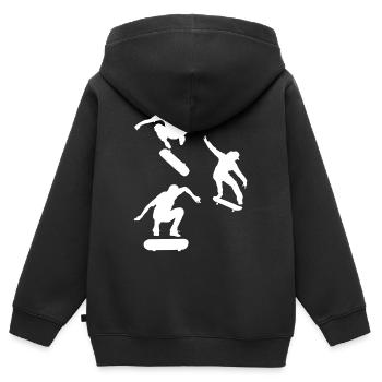 Skate skater - Sweat Premium à capuche zippé enfant bio - noir - Dos - AI Model Kid Male (0cm)