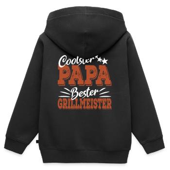 Coolster Papa Bester Grillmeister Grillsaison Dad - Kinder Premium Organic Zip Hoodie - Schwarz - Hinten - AI Model Kid Male (0cm)