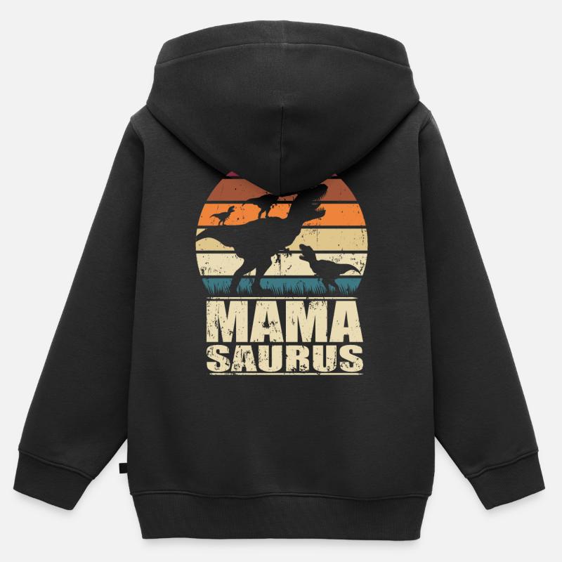 Mamasaurus Rex Dinosaurier Mutter Dino Drillinge - Kinder Premium Organic Zip Hoodie - Schwarz
