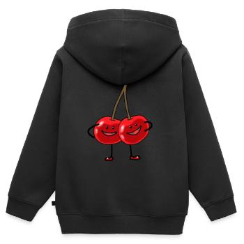 Fruits Fruits Fruits tropicaux Fruits Fantasy cerises - Sweat Premium à capuche zippé enfant bio - noir - Dos - AI Model Kid Male (0cm)