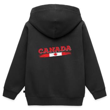 Drapeau du Canada Canadien canadien - Sweat Premium à capuche zippé enfant bio - noir - Dos - AI Model Kid Male (0cm)