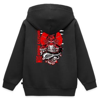 Dunkle Geisha japanische Kunstwerk - Kinder Premium Organic Zip Hoodie - Schwarz - Hinten - AI Model Kid Male (0cm)