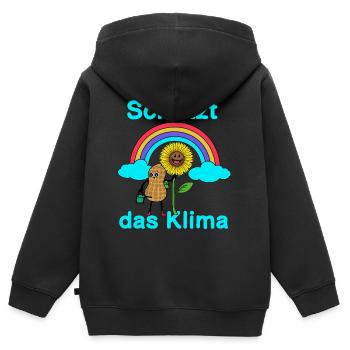 Öko Erdnuss Klima Schutz Spruch Sonnenblume Natur - Kinder Premium Organic Zip Hoodie - Schwarz - Hinten - AI Model Kid Male (0cm)