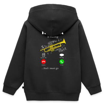 Trompete - Kinder Premium Organic Zip Hoodie - Schwarz - Hinten - AI Model Kid Male (0cm)