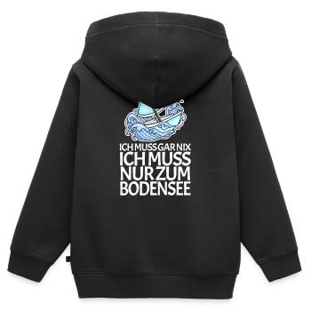 Bodensee See - Kinder Premium Organic Zip Hoodie - Schwarz - Hinten - AI Model Kid Male (0cm)