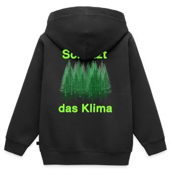 Wald Natur Wildnis Bäume Klima Naturschutz Co2 - Kinder Premium Organic Zip Hoodie - Schwarz - Hinten - AI Model Kid Male (0cm)