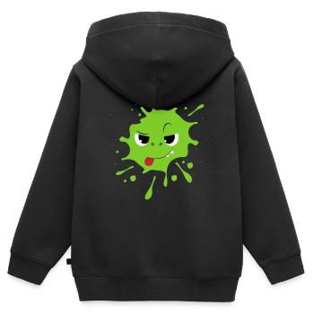 Monstres Enfants visage doux insolent taches de peinture Splash - Sweat Premium à capuche zippé enfant bio - noir - Dos - AI Model Kid Male (0cm)