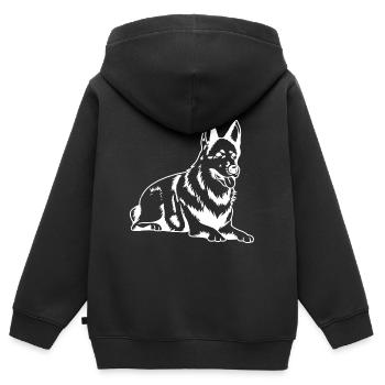 Schäferhund Silhouette Wachhund Diensthund - Kinder Premium Organic Zip Hoodie - Schwarz - Hinten - AI Model Kid Male (0cm)