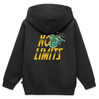 Rollstuhl ohne Limit Handicap Motivation - Kinder Premium Organic Zip Hoodie - Schwarz - Hinten - AI Model Kid Male (0cm)