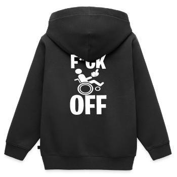 Wheelchair Handicap Humor Roll On - Kids Premium Organic Zip-up Hoodie - black - Back - AI Model Kid Male (0cm)