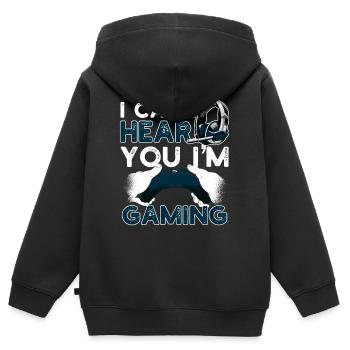 Gamer Gaming Jeux vidéo Jeux vidéo - Sweat Premium à capuche zippé enfant bio - noir - Dos - AI Model Kid Male (0cm)