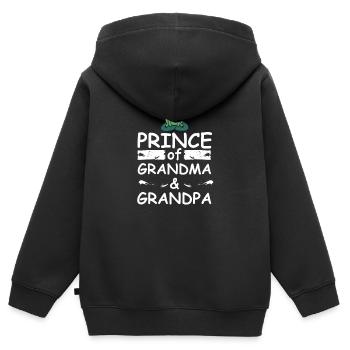 Prinz von Oma und Opa für Enkelsohn - Kinder Premium Organic Zip Hoodie - Schwarz - Hinten - AI Model Kid Male (0cm)