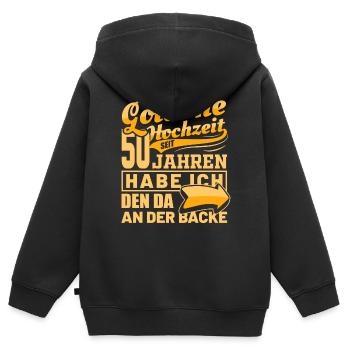 Goldene Hochzeit | Ehefrau Hochzeitstag Geschenk - Kinder Premium Organic Zip Hoodie - Schwarz - Hinten - AI Model Kid Male (0cm)