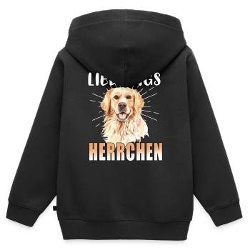 Hund Lieblings Herrchen Lieblingsherrchen Herrchen - Kinder Premium Organic Zip Hoodie - Schwarz - Hinten - AI Model Kid Male (0cm)