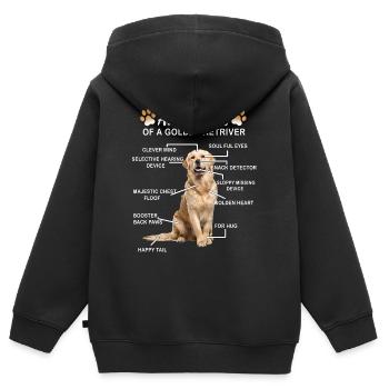 Golden Golden Retriever Hund - Kinder Premium Organic Zip Hoodie - Schwarz - Hinten - AI Model Kid Male (0cm)