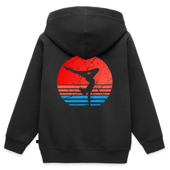 Turnen Turnerin Sport Gymnastik - Kinder Premium Organic Zip Hoodie - Schwarz - Hinten - AI Model Kid Male (0cm)