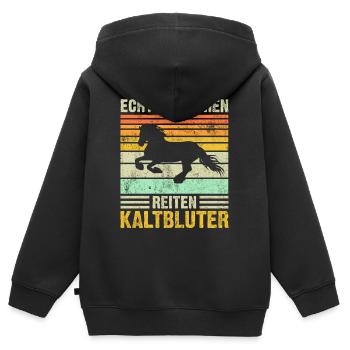 Kaltblüter Kaltblut Pferd Reiter Geschenk - Kinder Premium Organic Zip Hoodie - Schwarz - Hinten - AI Model Kid Male (0cm)