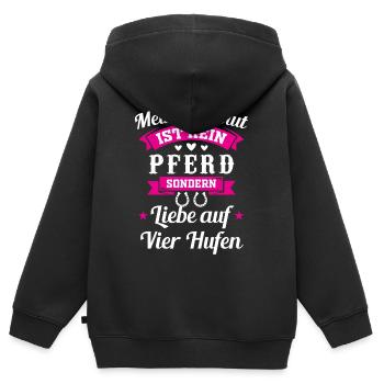 Kaltblut Pferd - Liebe auf Vier Hufen - Kinder Premium Organic Zip Hoodie - Schwarz - Hinten - AI Model Kid Male (0cm)